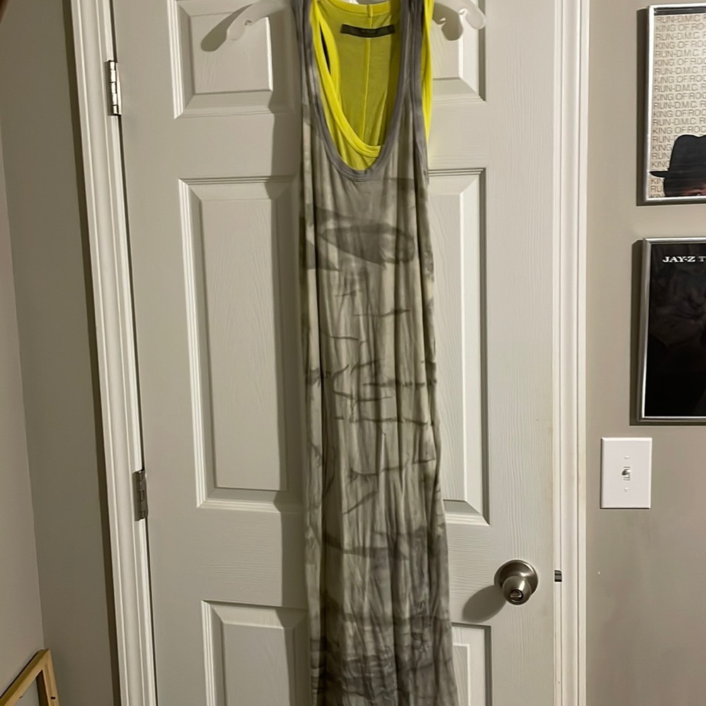 Enza costa layered grey/yellow midi dress. Size s